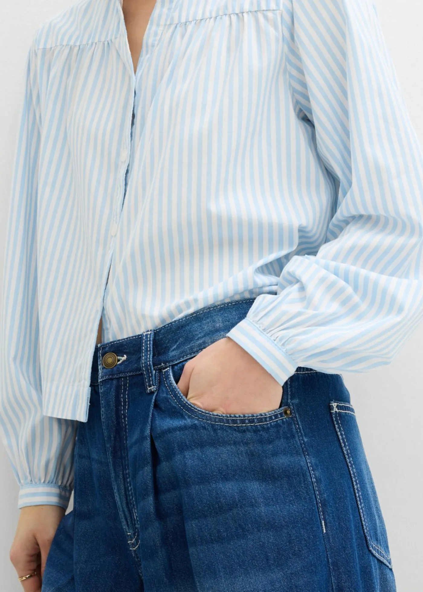 bonprix bonprix Vaqueros>Vaqueros palazzo, super wide, de algodón azul oscuro denim usado