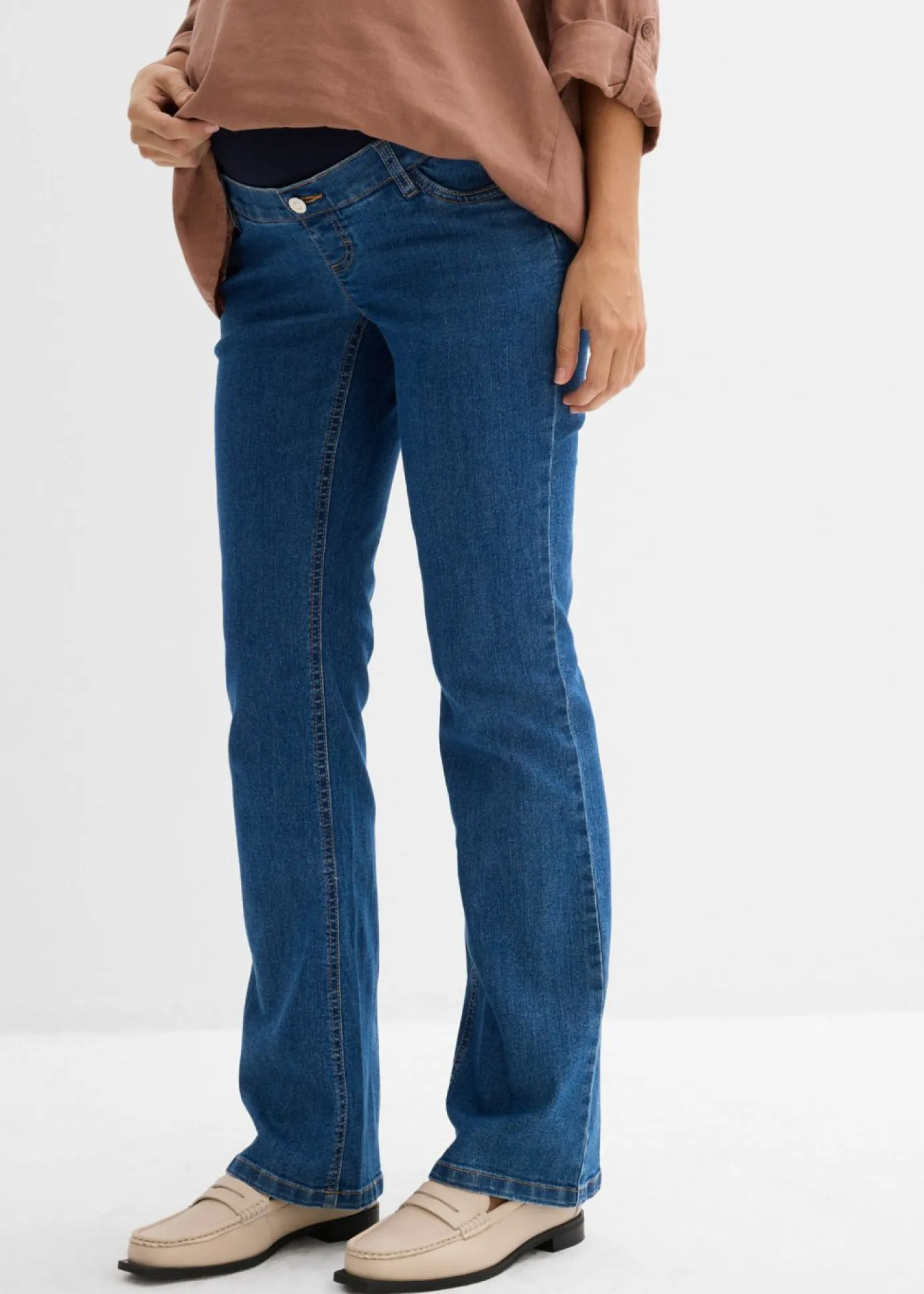 Mujer bonprix bonprix Vaqueros premamá de algodón orgánico con perneras ligeramente acampanadas