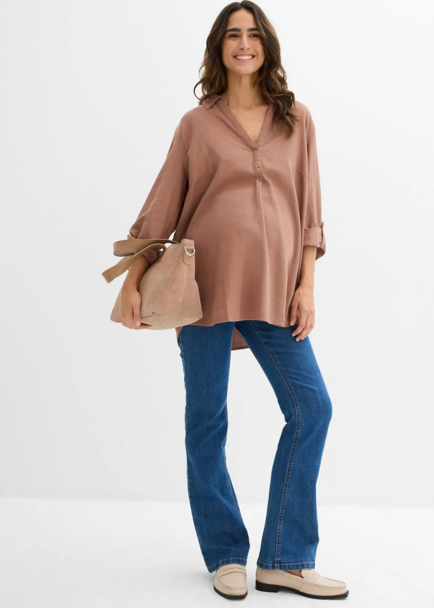 Mujer bonprix bonprix Vaqueros premamá de algodón orgánico con perneras ligeramente acampanadas