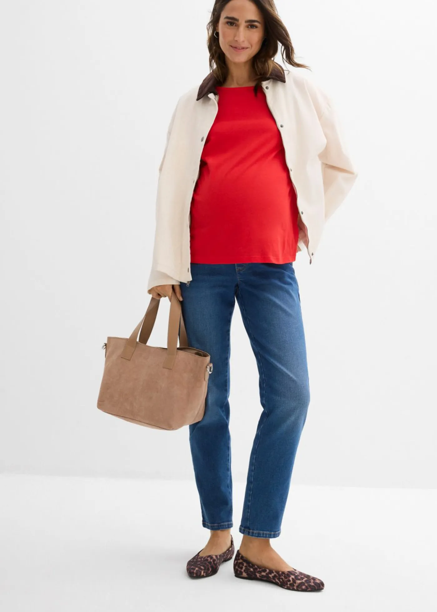 bonprix bonprix Premamá>Vaqueros premamá hasta el tobillo con corte recto azul claro denim-café con hielo