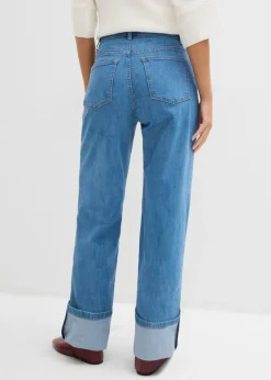 Mujer bonprix bonprix Vaqueros rectos con corte holgado, talle medio y largo completo