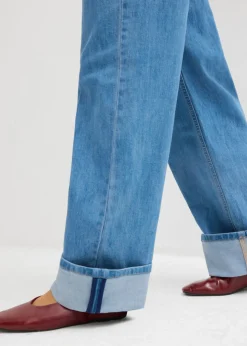 Mujer bonprix bonprix Vaqueros rectos con corte holgado, talle medio y largo completo