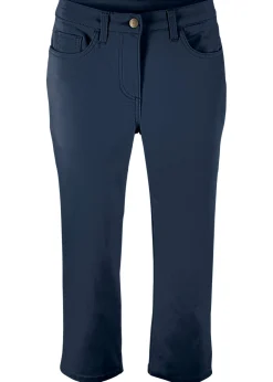 bonprix bonprix Pantalones>Vaqueros rectos con talle medio y cintura cómoda Azul oscuro