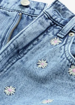 bonprix bonprix Tallas Pequeñas|Novedades>Vaqueros rectos de algodón con talle alto Denim claro desgastado