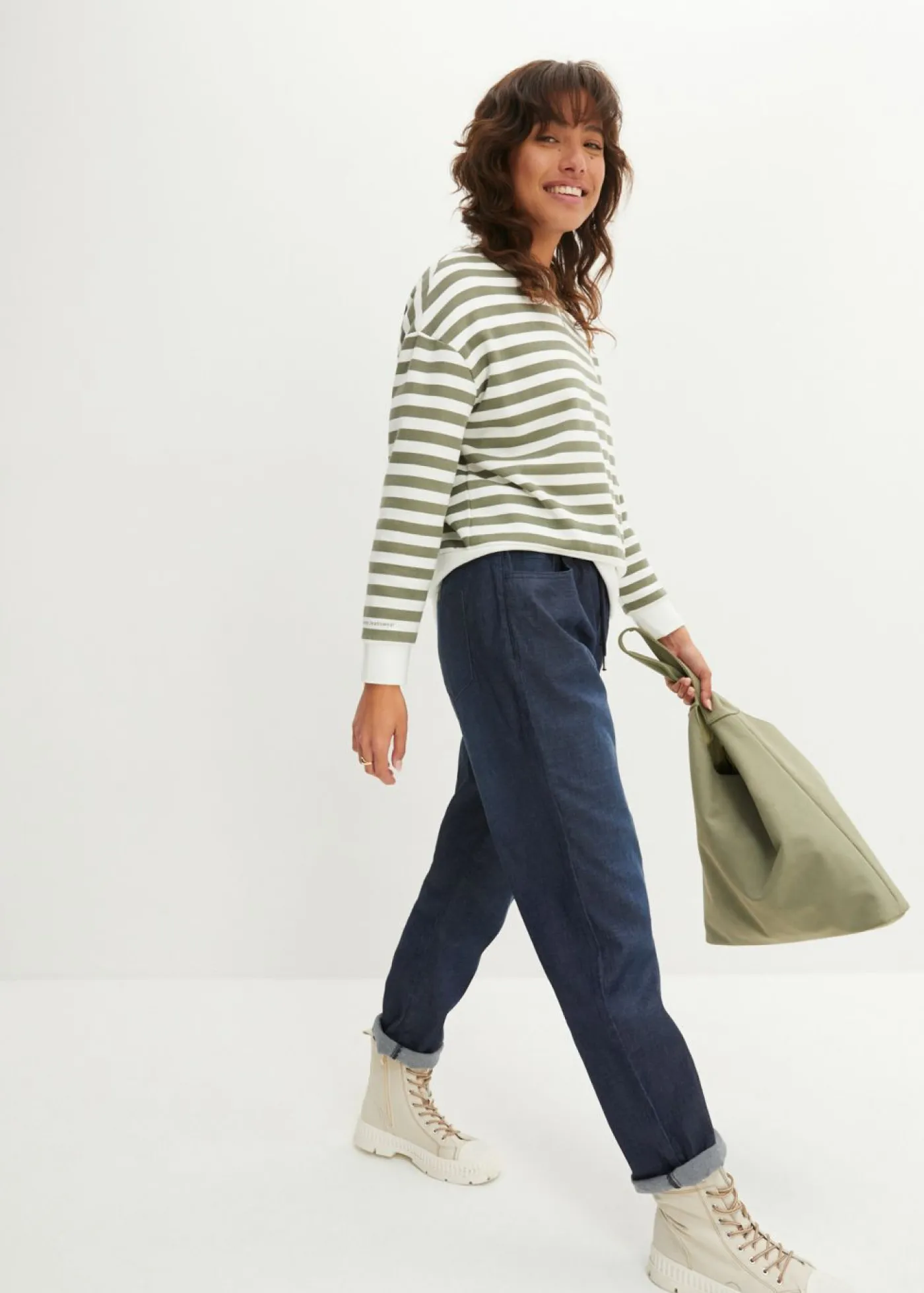 bonprix bonprix Tallas Pequeñas>Vaqueros rectos de talle alto con cintura cómoda (2 unidades) azul claro denim+azul oscuro denim usado