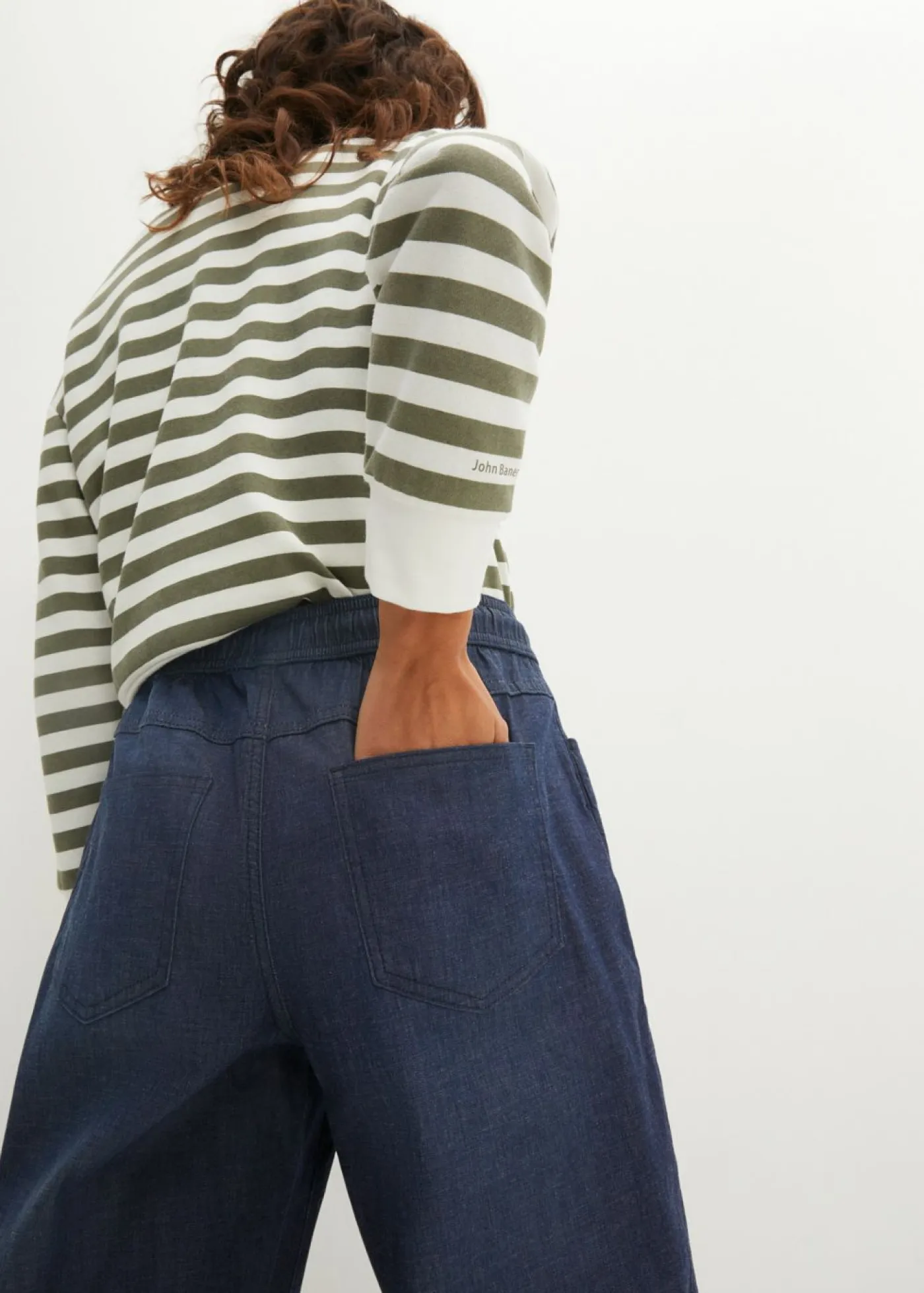 bonprix bonprix Tallas Pequeñas>Vaqueros rectos de talle alto con cintura cómoda (2 unidades) azul claro denim+azul oscuro denim usado