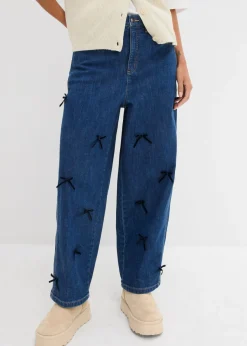 Mujer bonprix bonprix Vaqueros rectos de talle alto con cinturilla cómoda y corte barrel