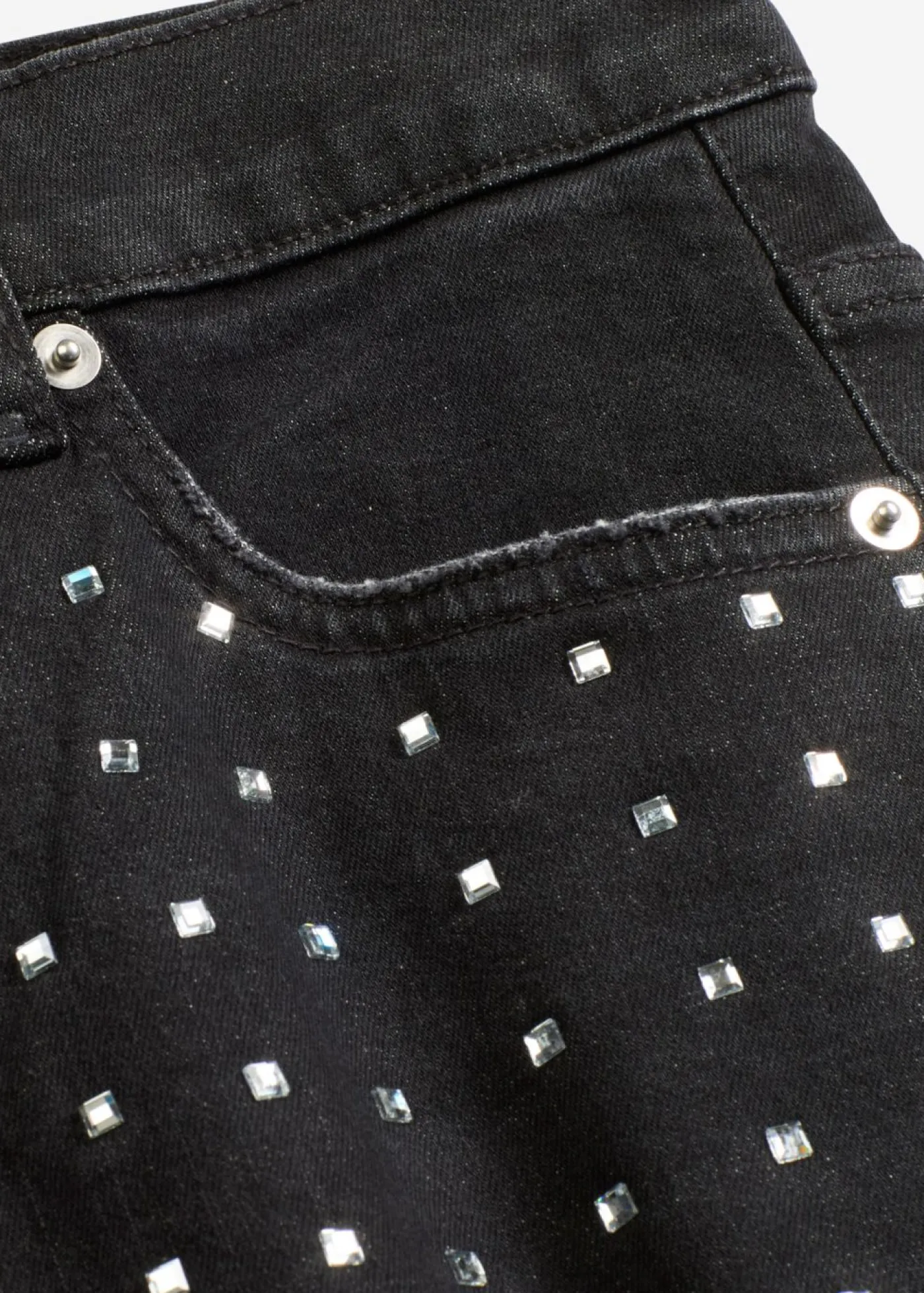 Mujer bonprix bonprix Vaqueros rectos de talle medio con aplicación de piedras brillantes