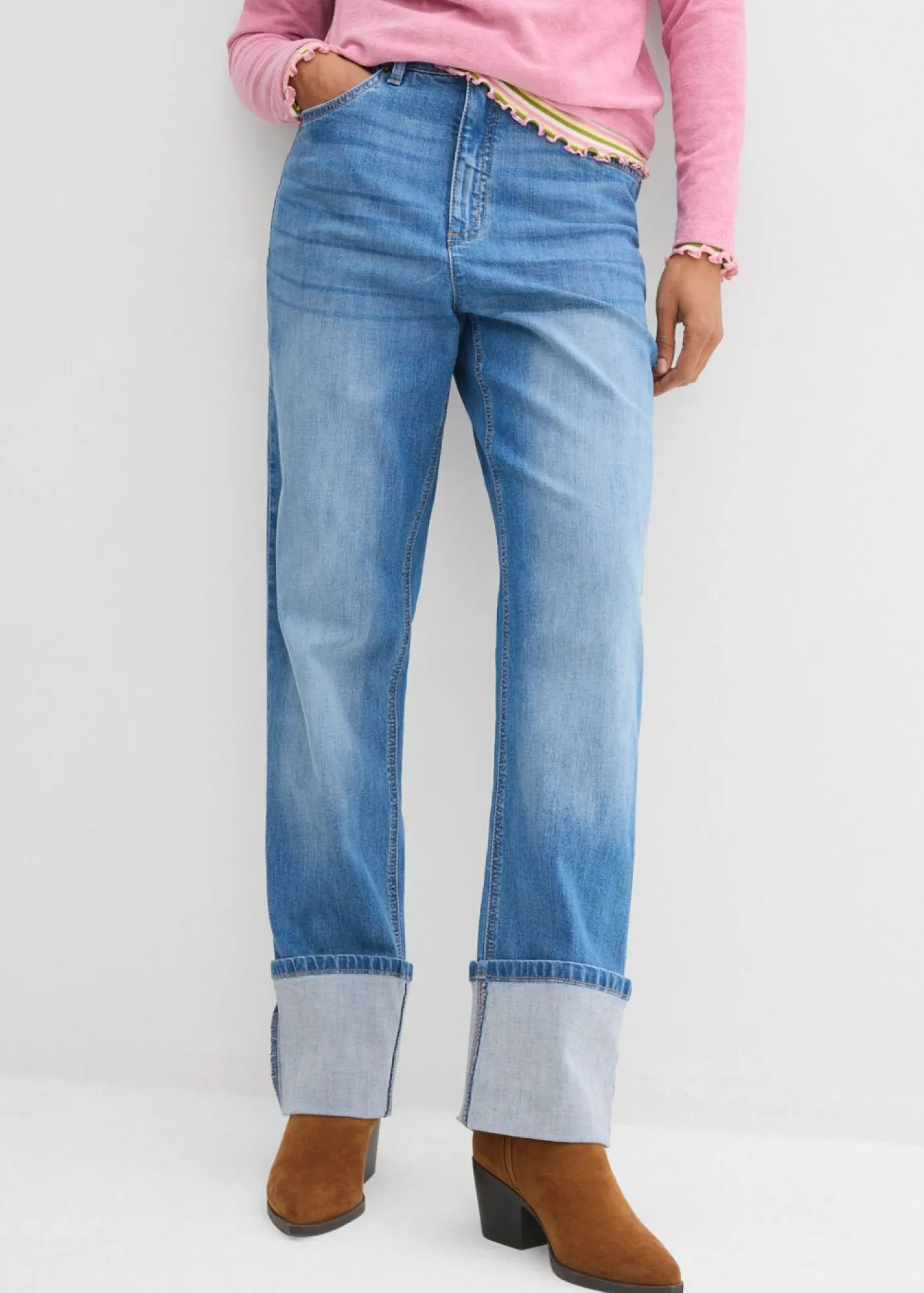 Mujer bonprix bonprix Vaqueros rectos holgados de talle alto