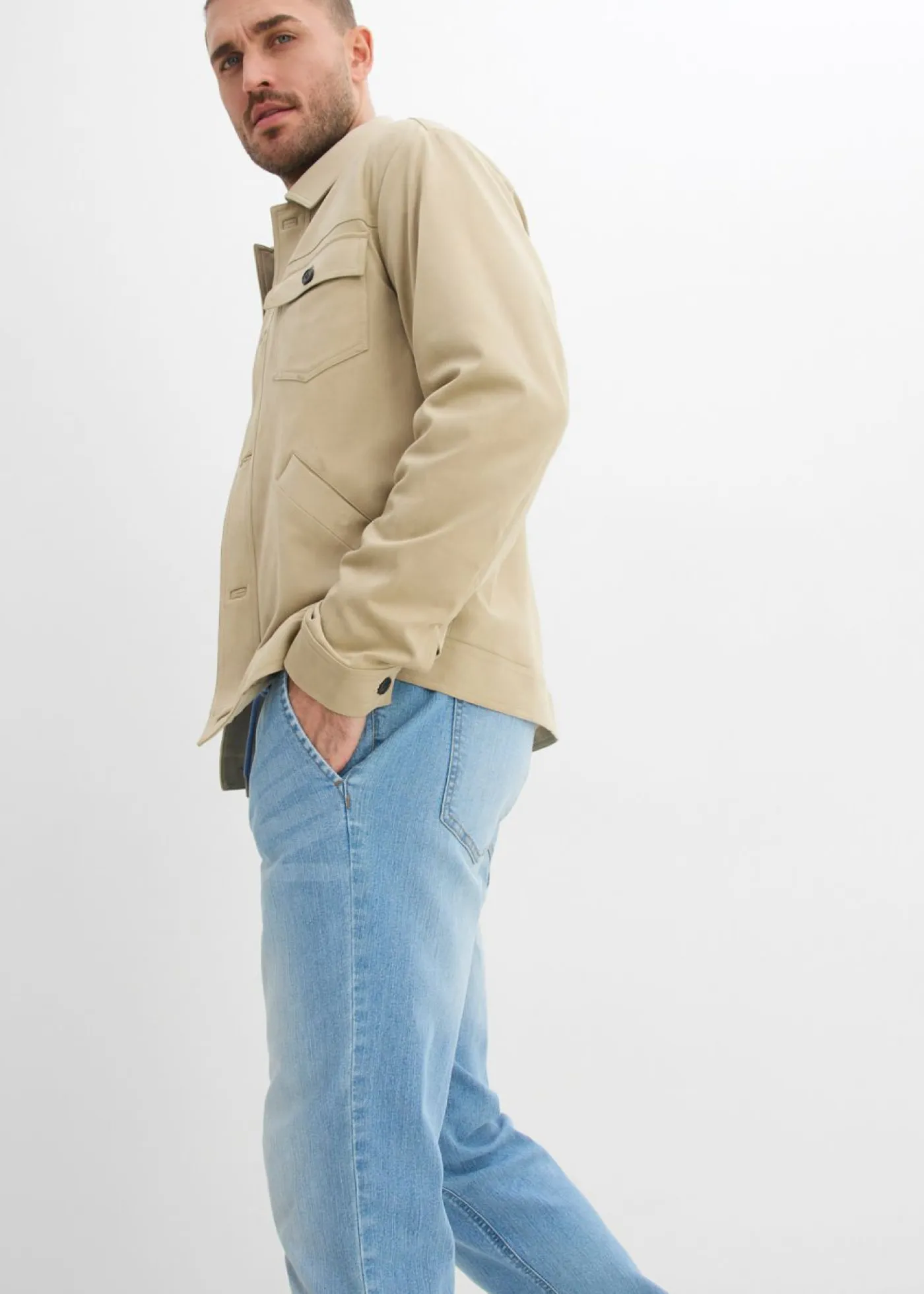 bonprix bonprix Vaqueros>Vaqueros sin cierre con corte regular, cinturilla elástica y forma recta Denim claro