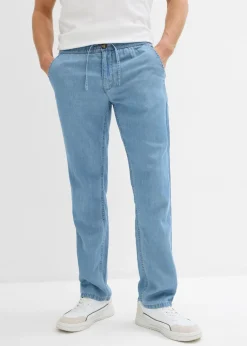 bonprix bonprix Vaqueros>Vaqueros sin cierre con lino de corte regular y recto azul claro denim