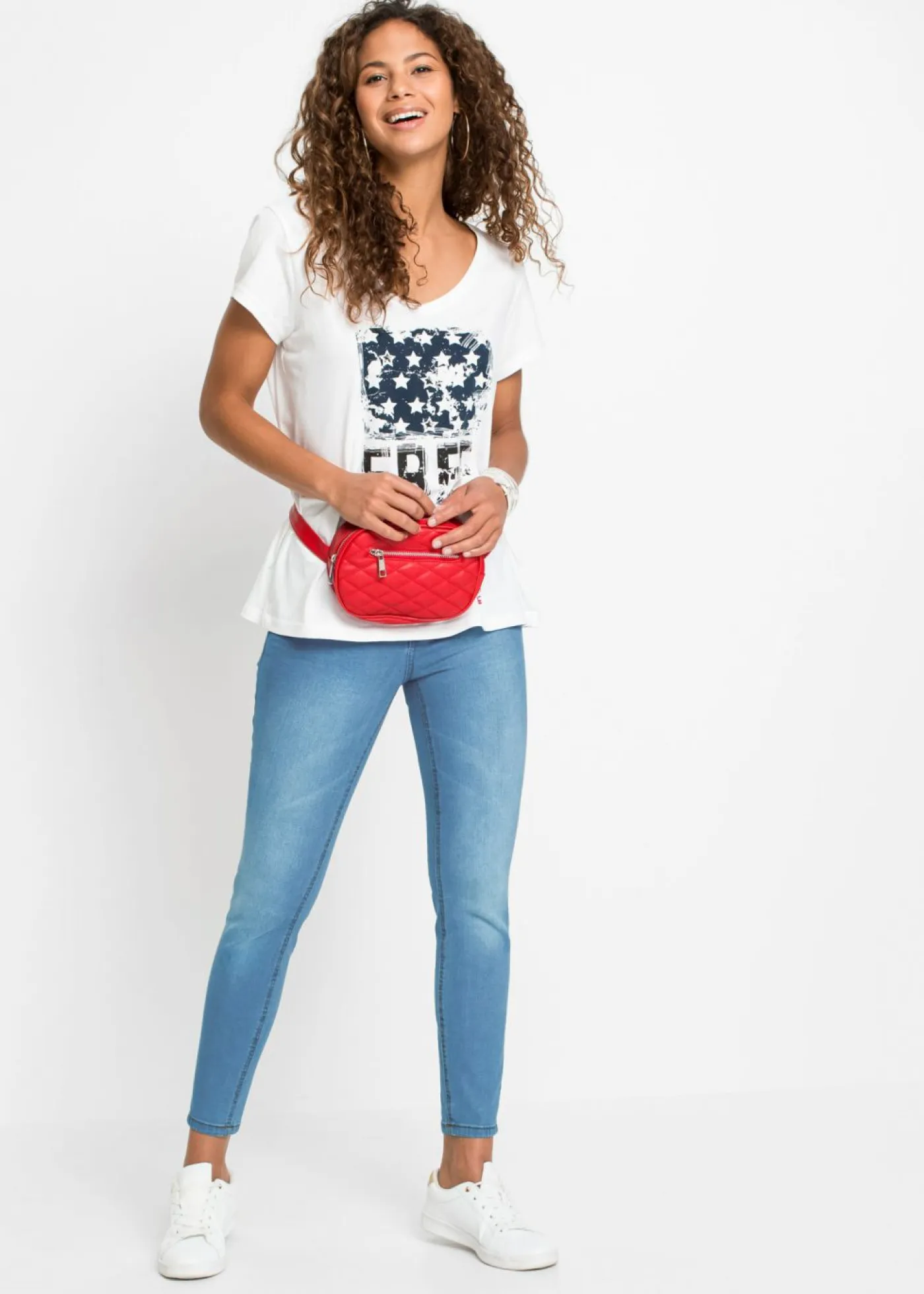 bonprix bonprix Vaqueros>Vaqueros skinny, mid waist, cropped Denim claro