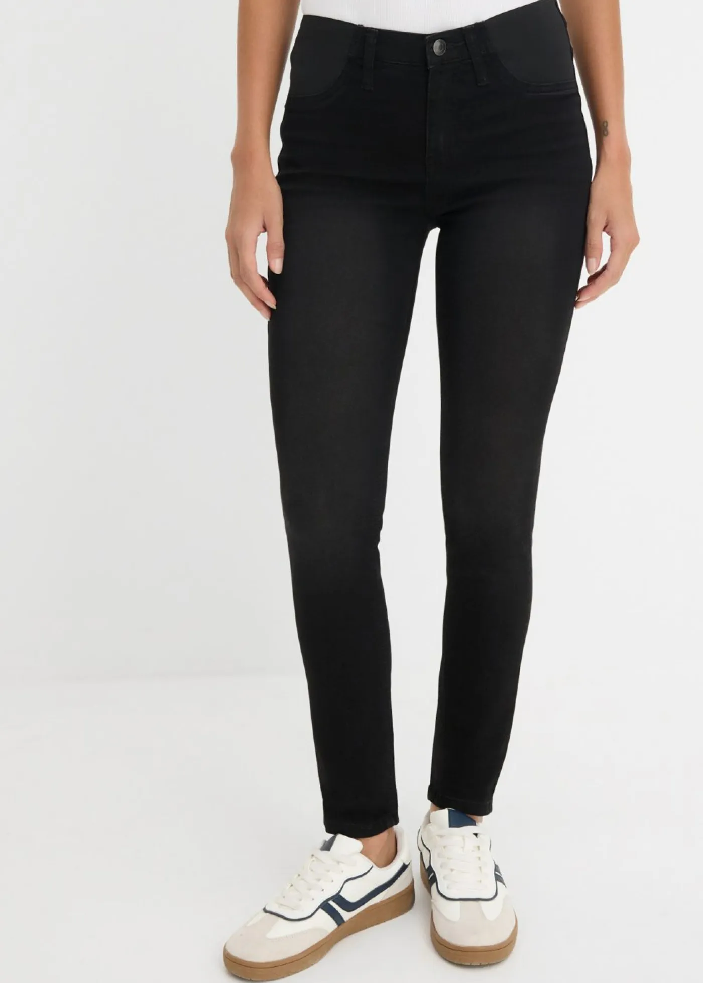 bonprix bonprix Tallas Pequeñas>Vaqueros skinny, mid waist, elásticos Negro denim