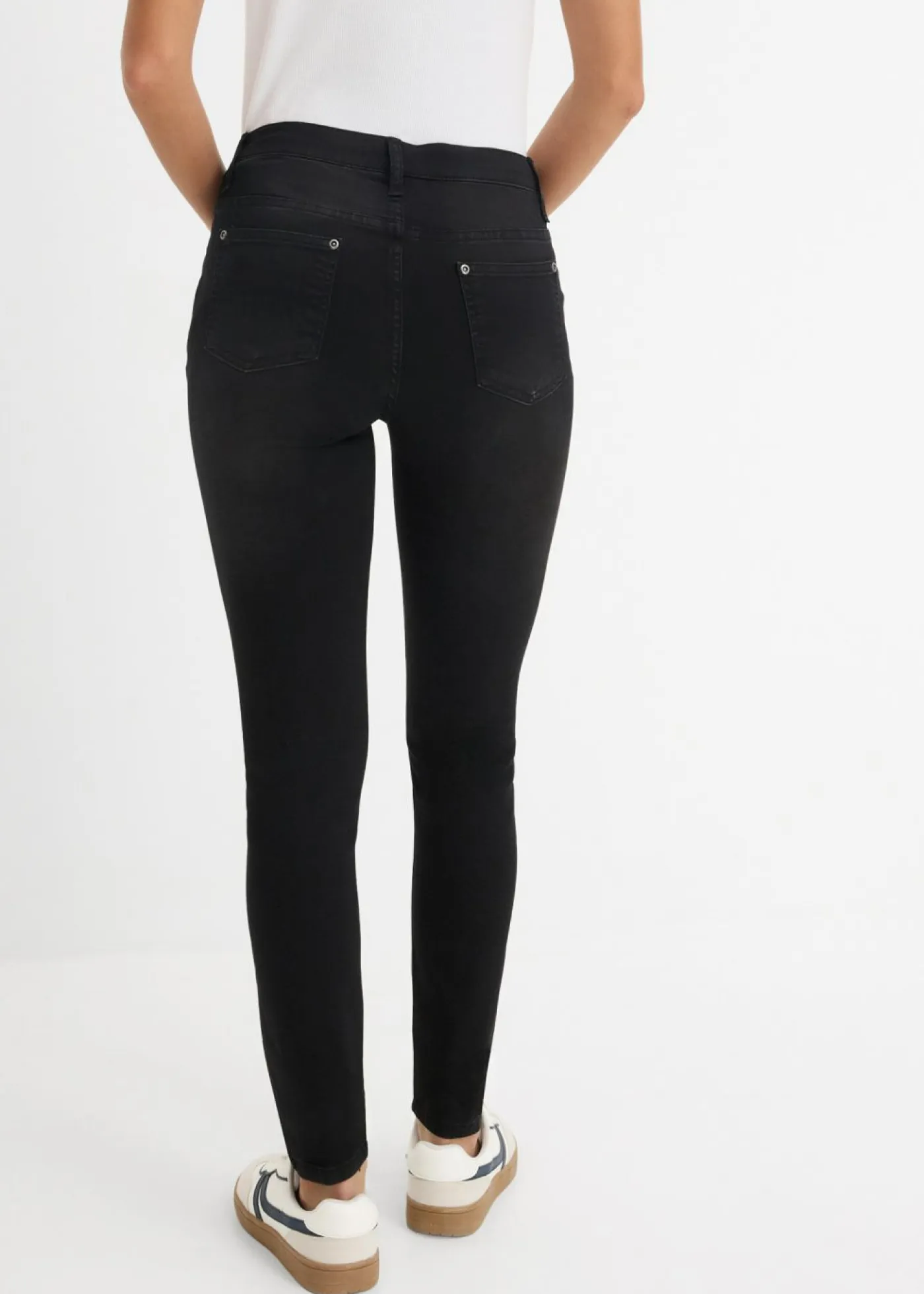 bonprix bonprix Tallas Pequeñas>Vaqueros skinny, mid waist, elásticos Negro denim