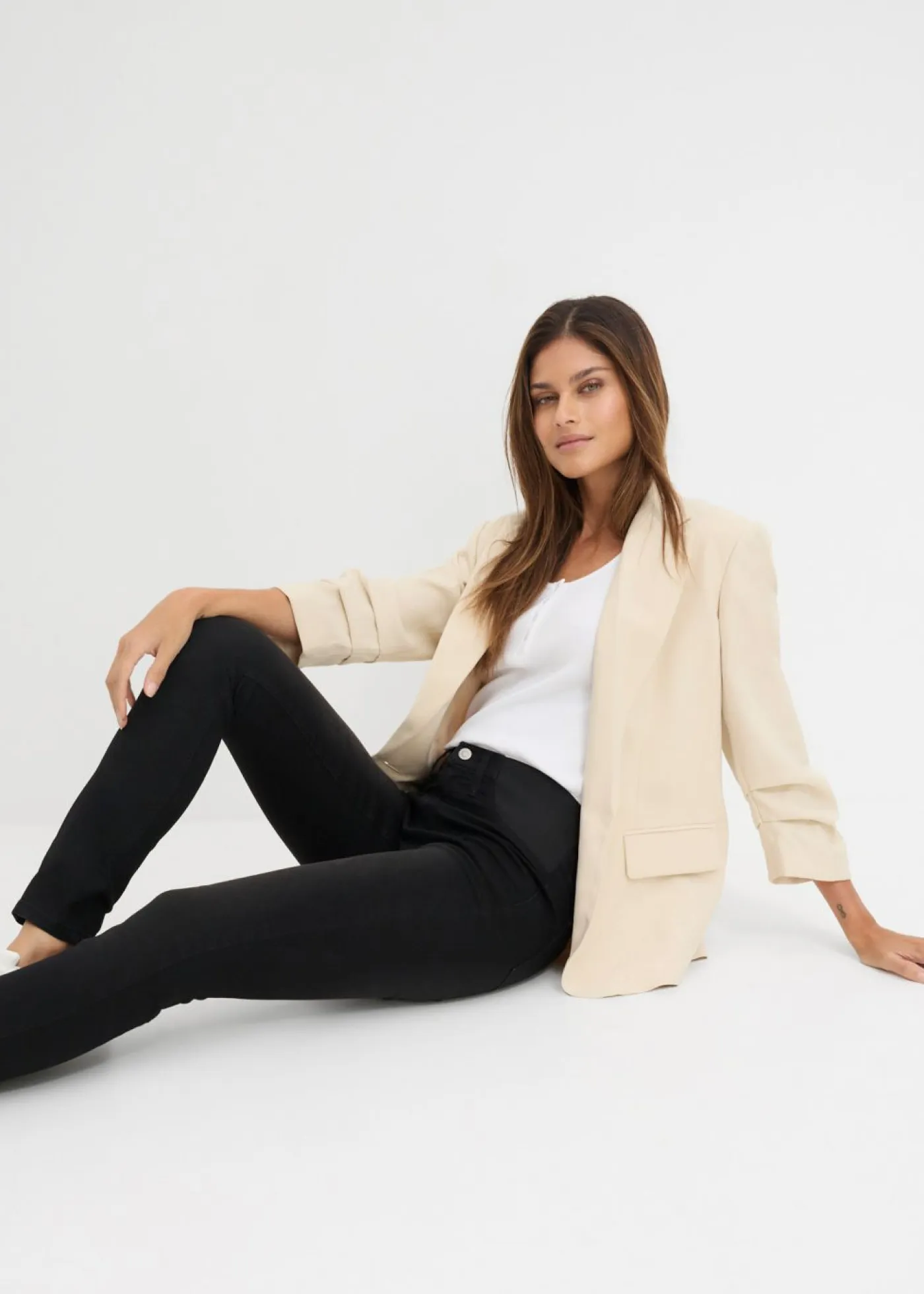 bonprix bonprix Tallas Pequeñas>Vaqueros skinny, mid waist, elásticos Negro denim