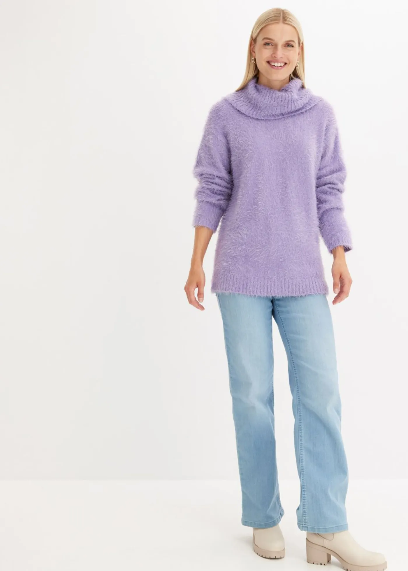 bonprix bonprix Vaqueros|Novedades>Vaqueros straight, high waist, elásticos Blanco lana