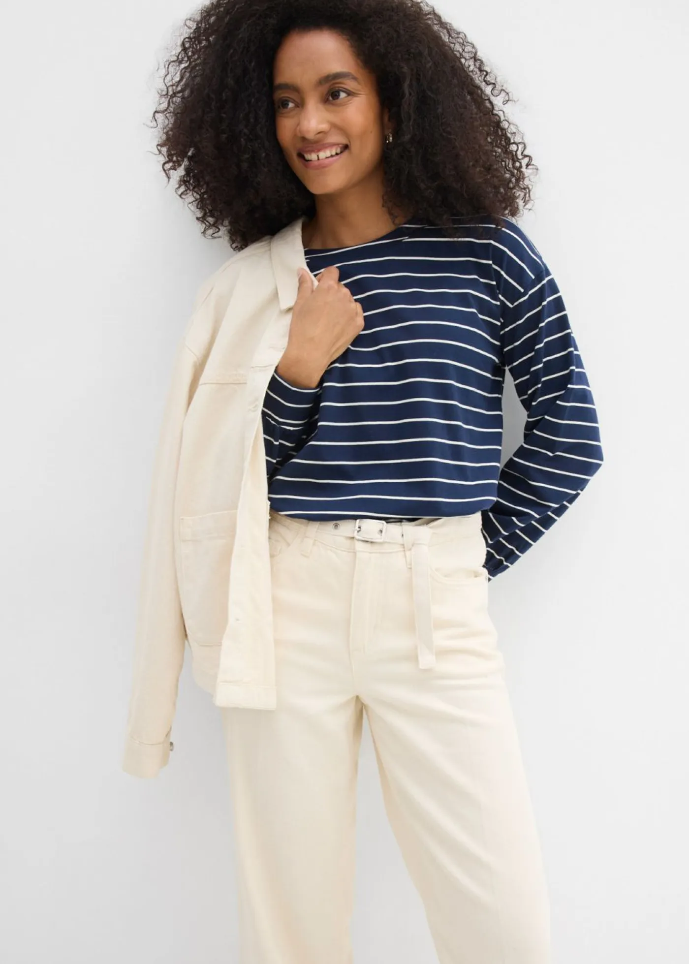 bonprix bonprix Vaqueros|Tallas Pequeñas>Vaqueros straight, loose, mid waist, de algodón Sin teñir