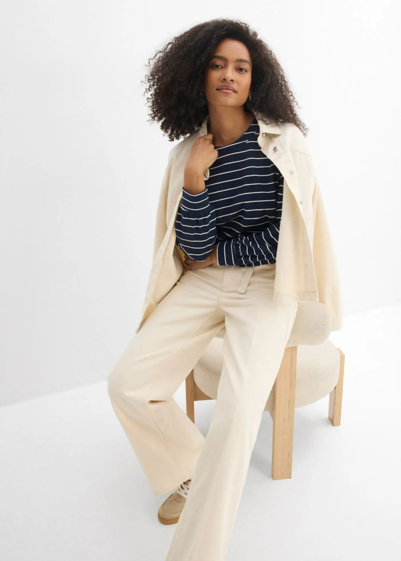 bonprix bonprix Vaqueros|Tallas Pequeñas>Vaqueros straight, loose, mid waist, de algodón Sin teñir