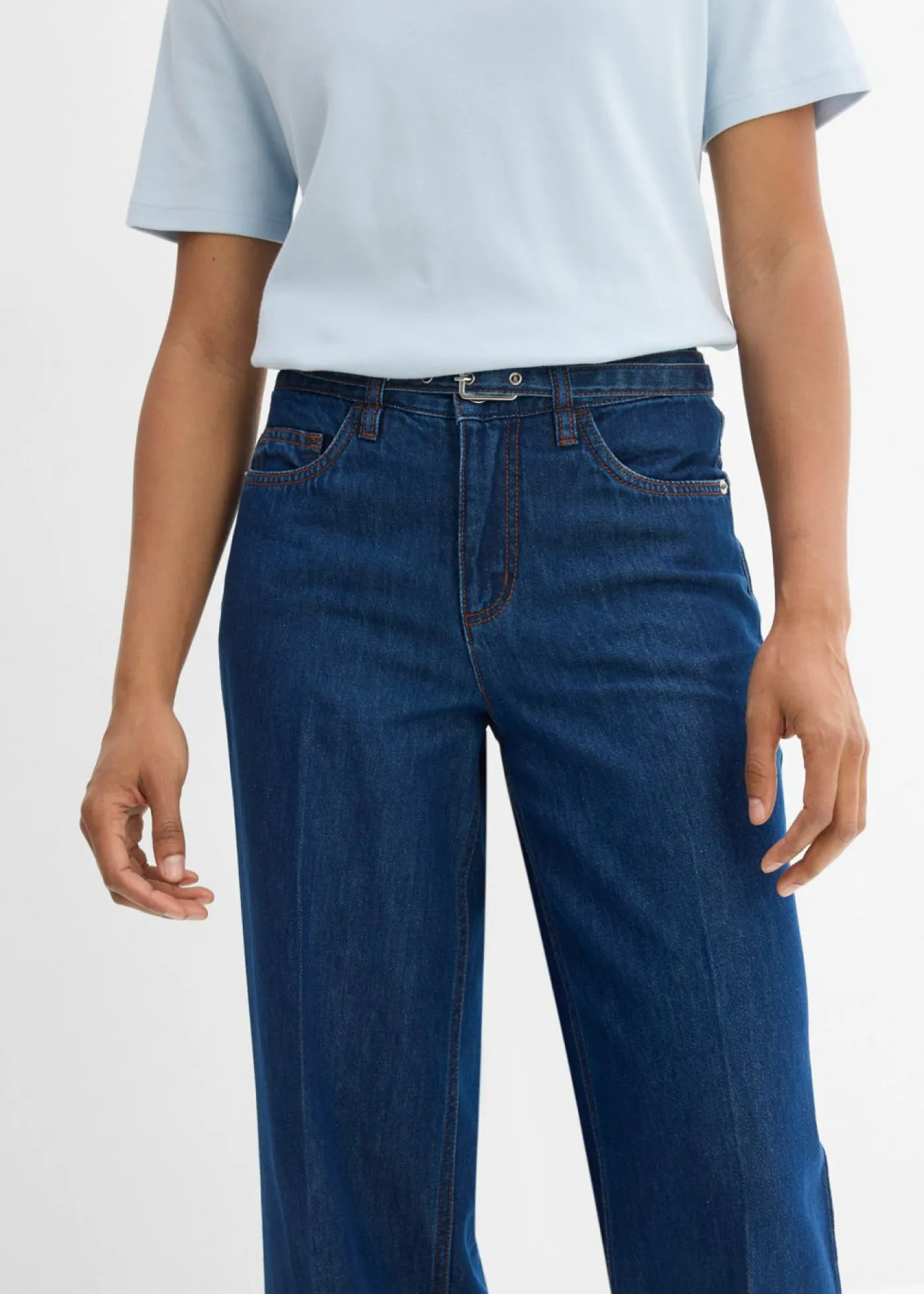 Mujer bonprix bonprix Vaqueros straight, loose, mid waist, de algodón