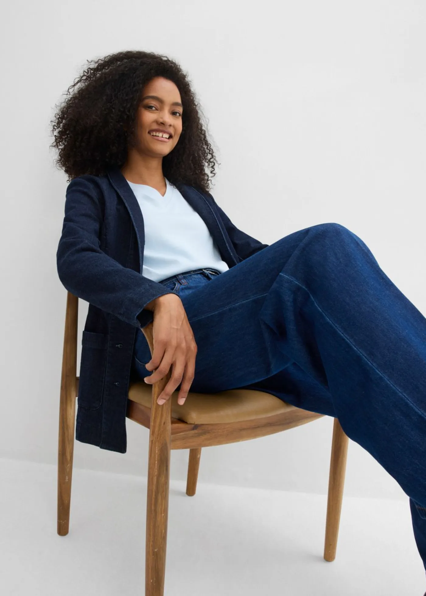 Mujer bonprix bonprix Vaqueros straight, loose, mid waist, de algodón