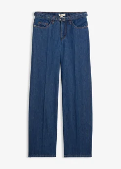 bonprix bonprix Novedades>Vaqueros straight, loose, mid waist, de algodón Azul oscuro denim