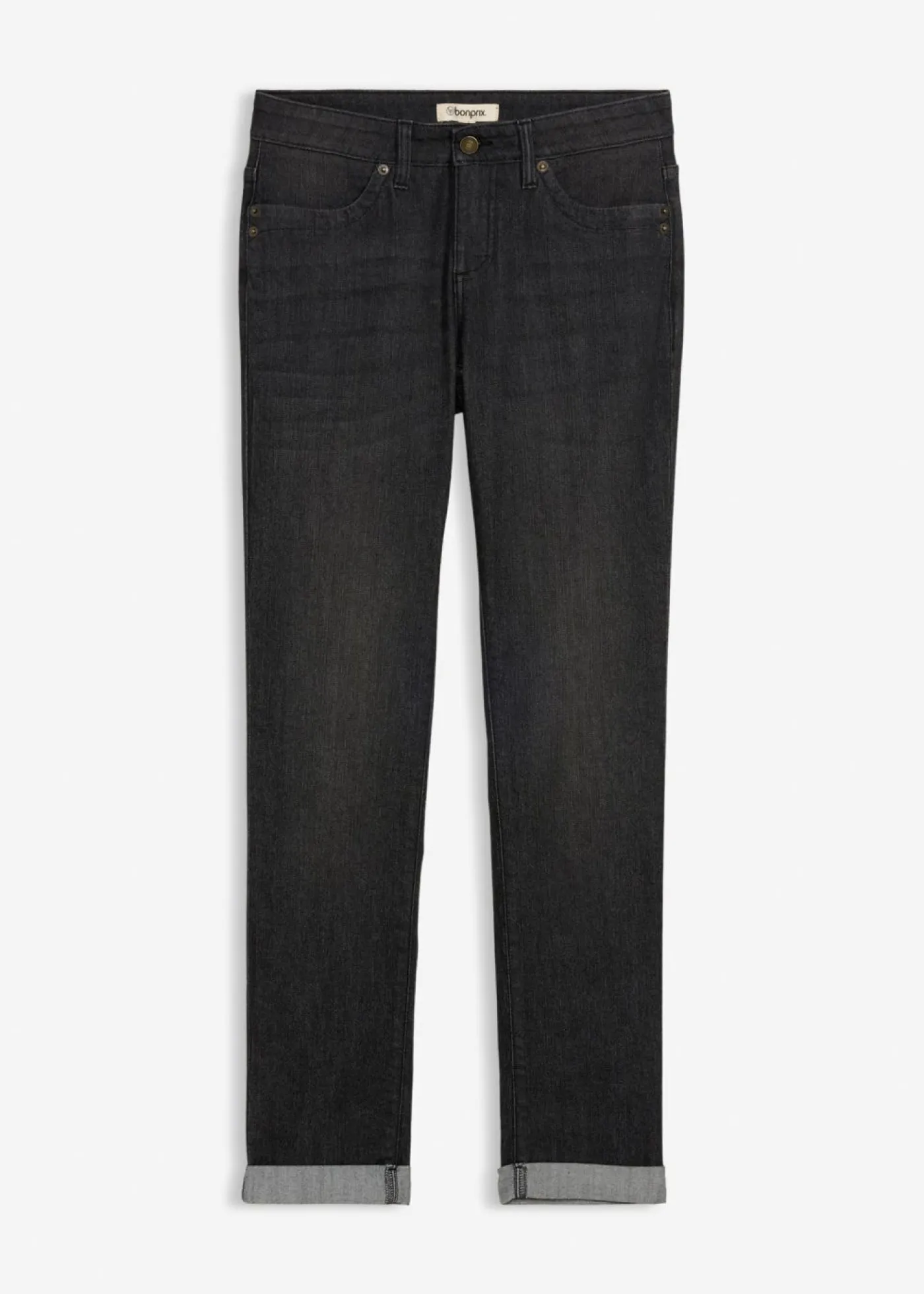 bonprix bonprix Vaqueros>Vaqueros straight, mid waist, elásticos Negro denim