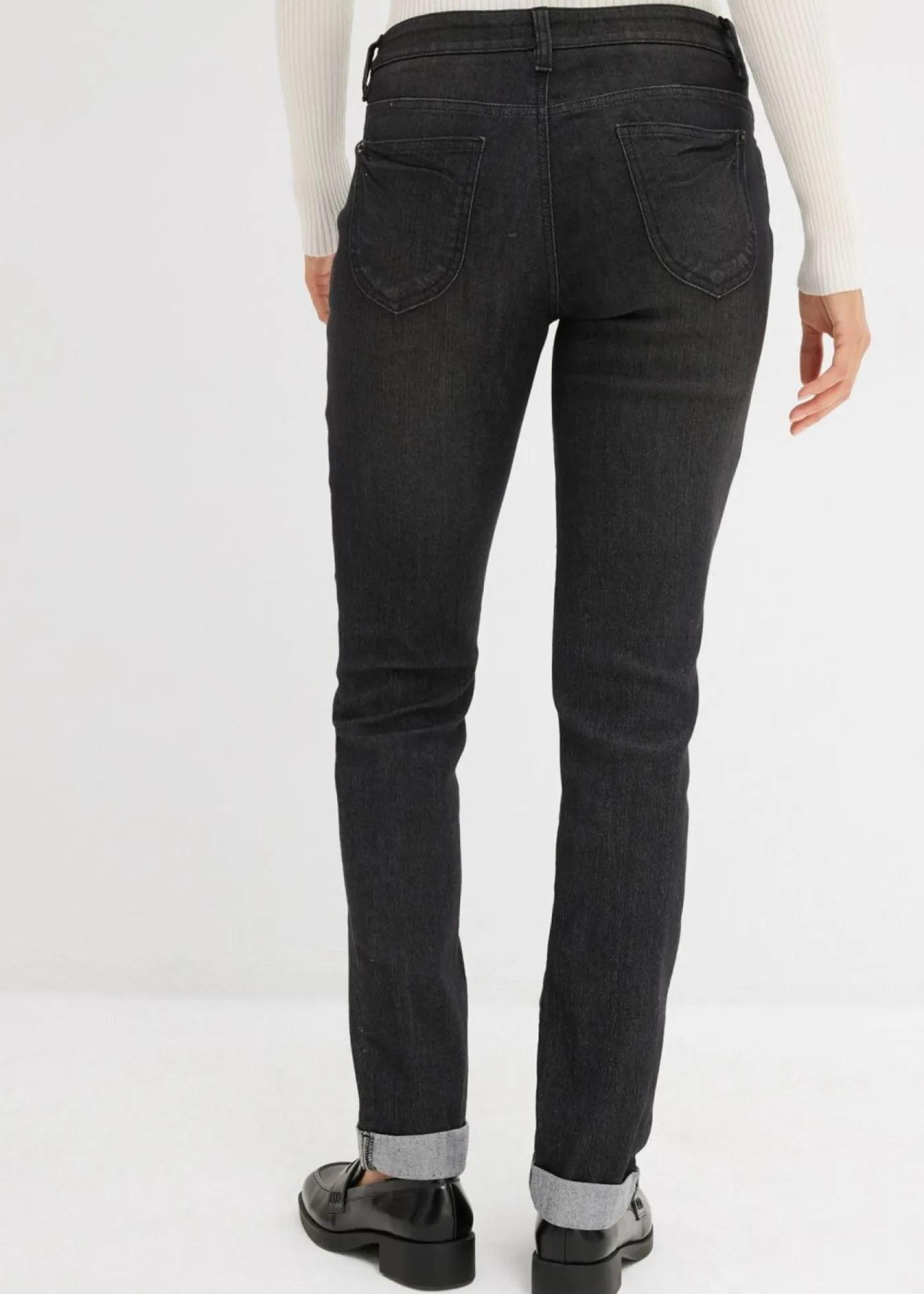 bonprix bonprix Vaqueros>Vaqueros straight, mid waist, elásticos Negro denim
