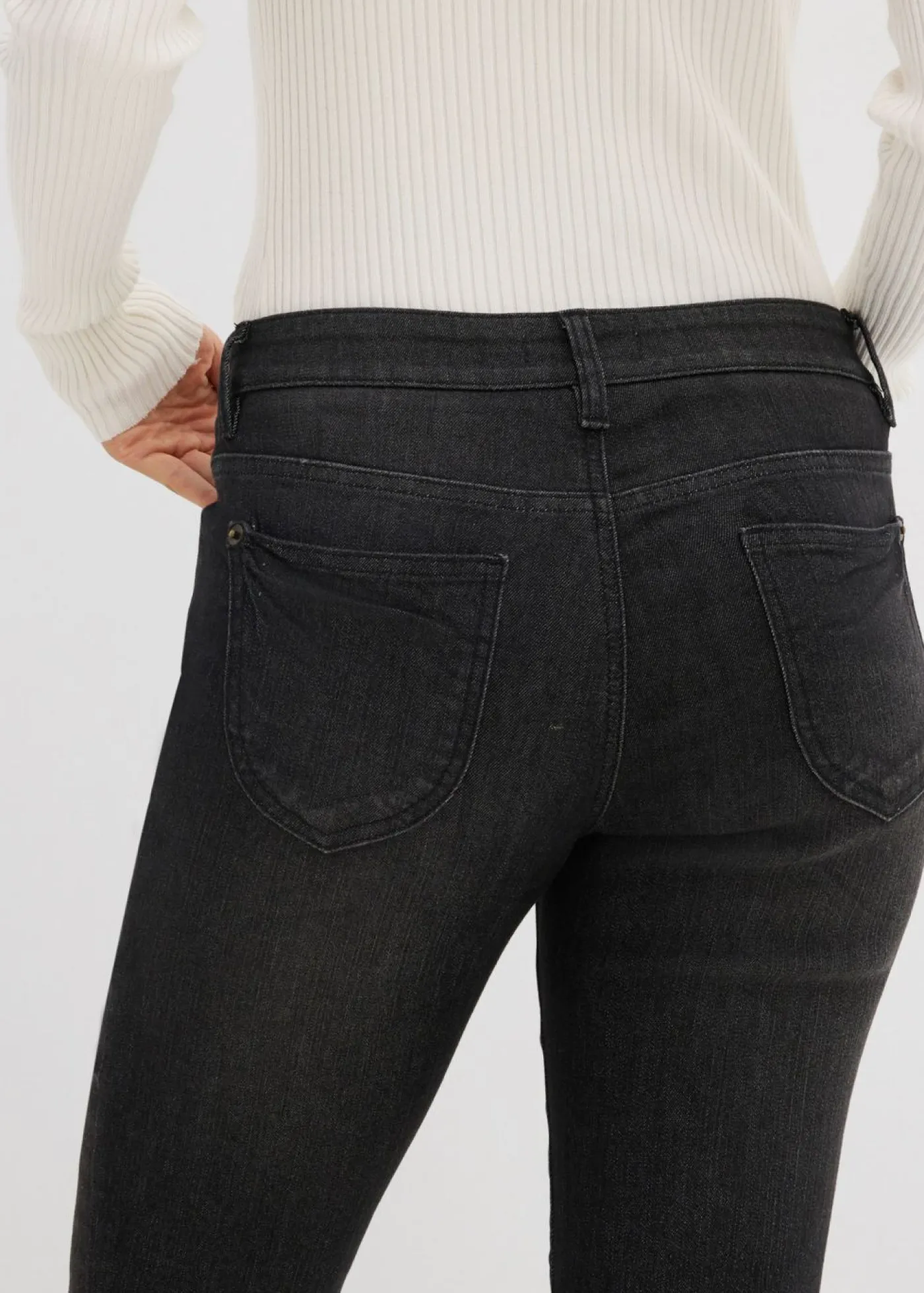 bonprix bonprix Vaqueros>Vaqueros straight, mid waist, elásticos Negro denim