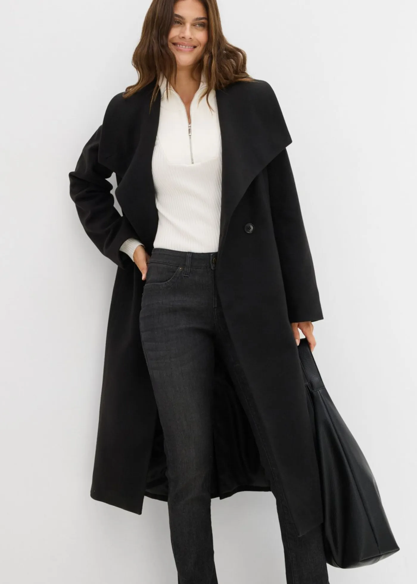 bonprix bonprix Vaqueros>Vaqueros straight, mid waist, elásticos Negro denim