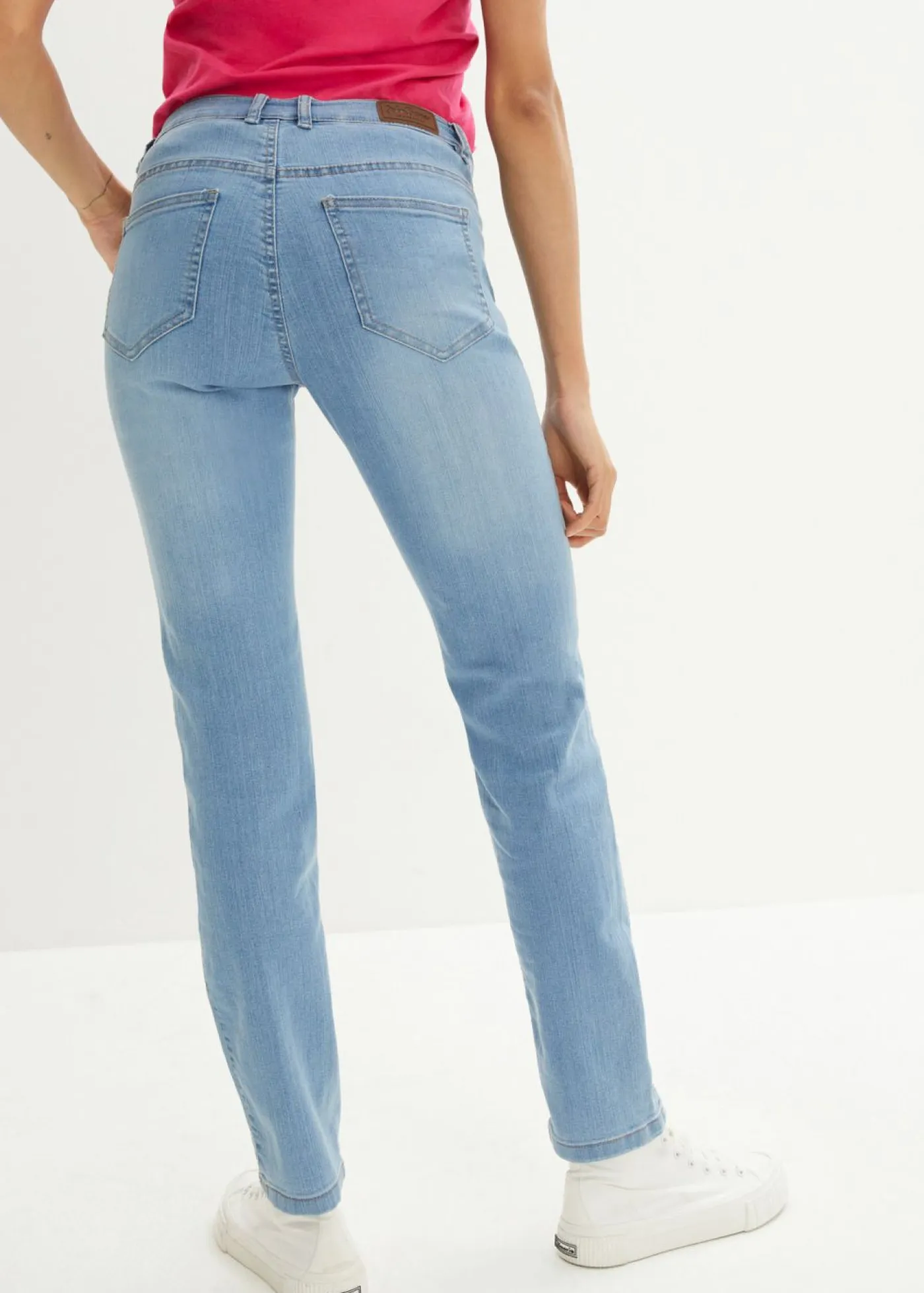 bonprix bonprix Vaqueros|Tallas Pequeñas>Vaqueros straight, mid waist, elásticos azul claro denim usado