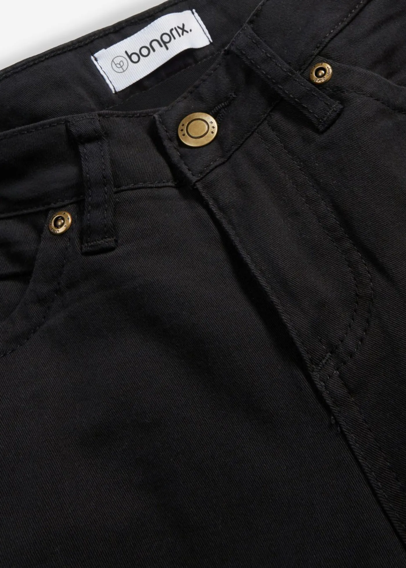 bonprix bonprix Tallas Pequeñas>Vaqueros straight, mid waist, elásticos Sarga negra