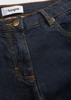 bonprix bonprix Tallas Pequeñas>Vaqueros straight, mid waist, elásticos Azul marino
