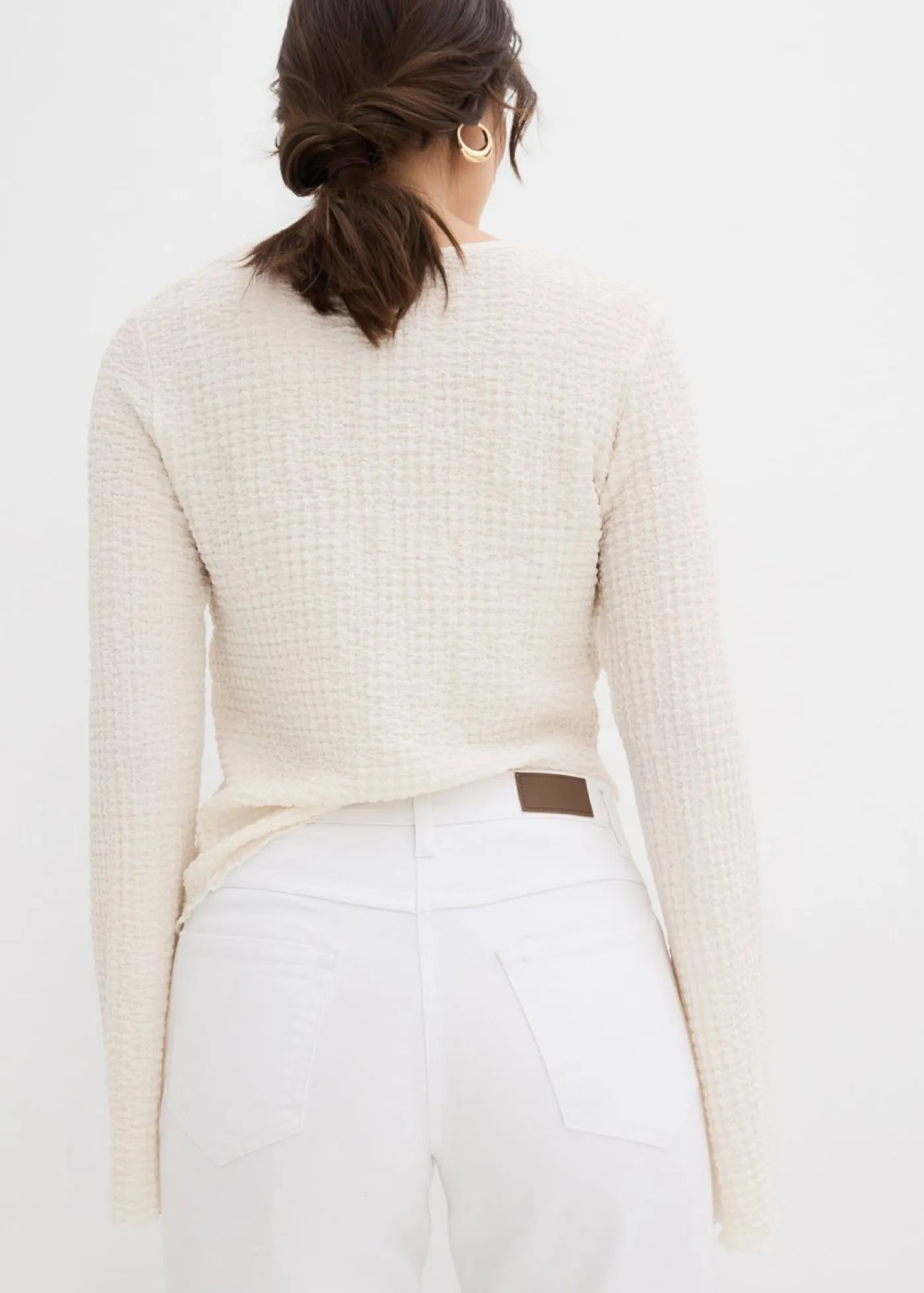 bonprix bonprix Vaqueros|Tallas Pequeñas>Vaqueros straight, mid waist, elásticos Blanco