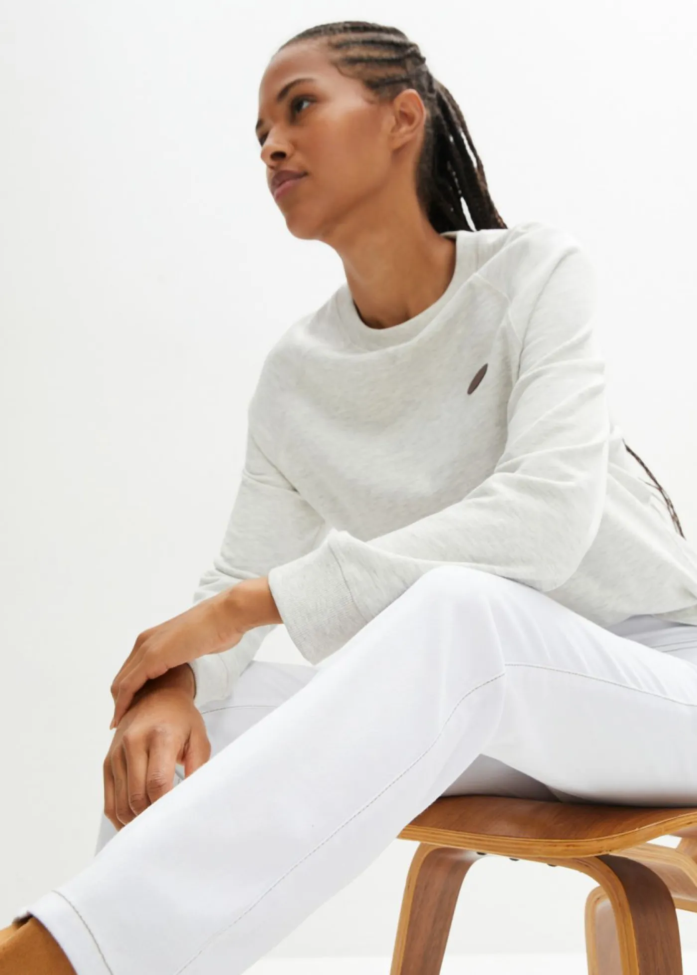 bonprix bonprix Tallas Pequeñas>Vaqueros straight, mid waist, elásticos Sarga blanca