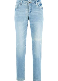 bonprix bonprix Vaqueros>Vaqueros straight, mid waist, elásticos Denim claro desgastado