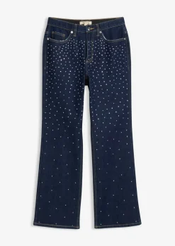 Mujer bonprix bonprix Vaqueros straight, mid waist, con piedras brillantes