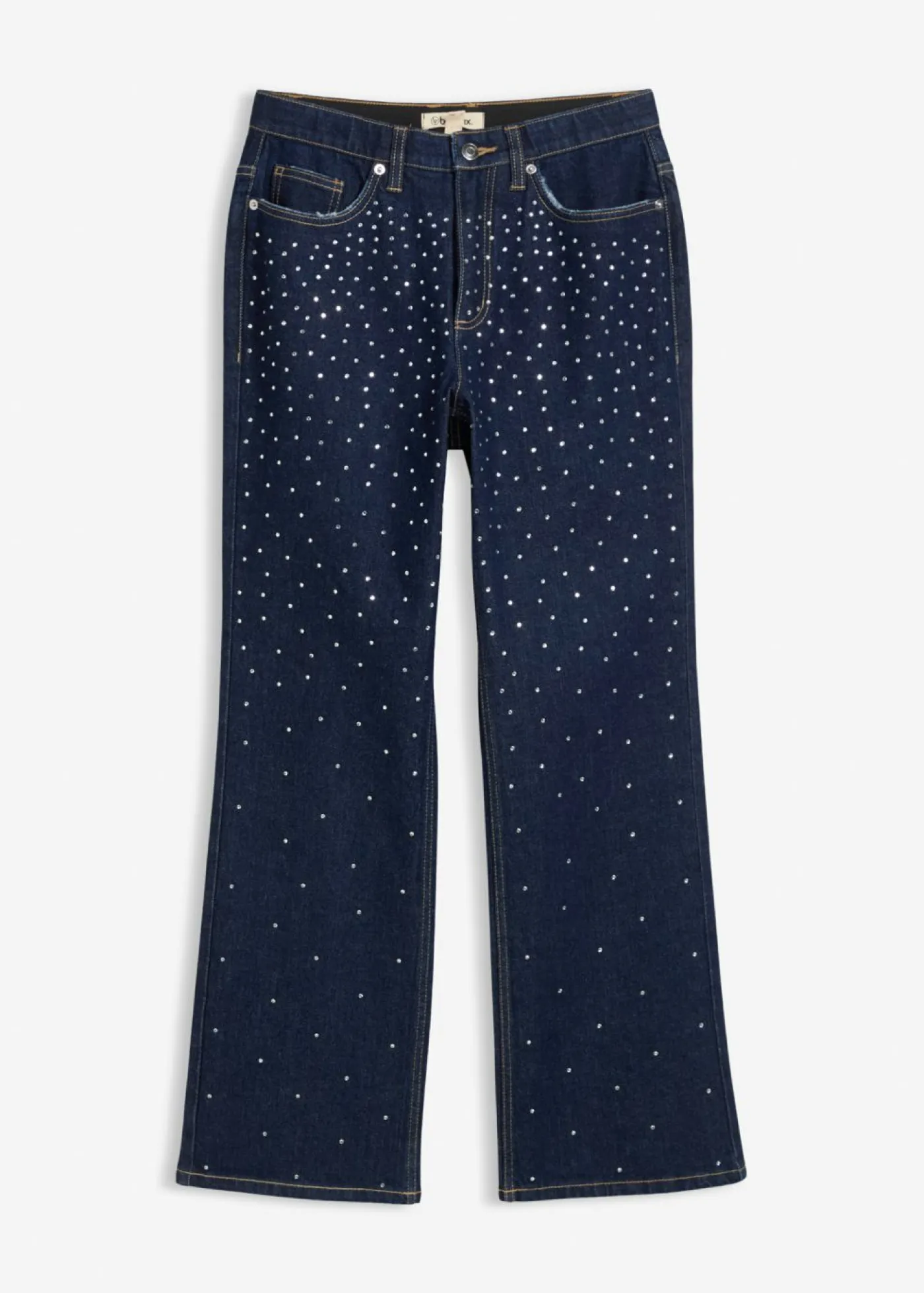Mujer bonprix bonprix Vaqueros straight, mid waist, con piedras brillantes