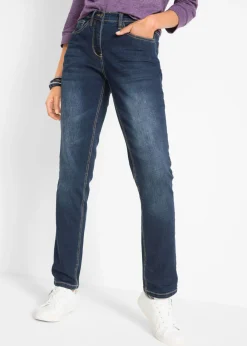 bonprix bonprix Vaqueros>Vaqueros straight, mid waist, elásticos Azul marino desgastado