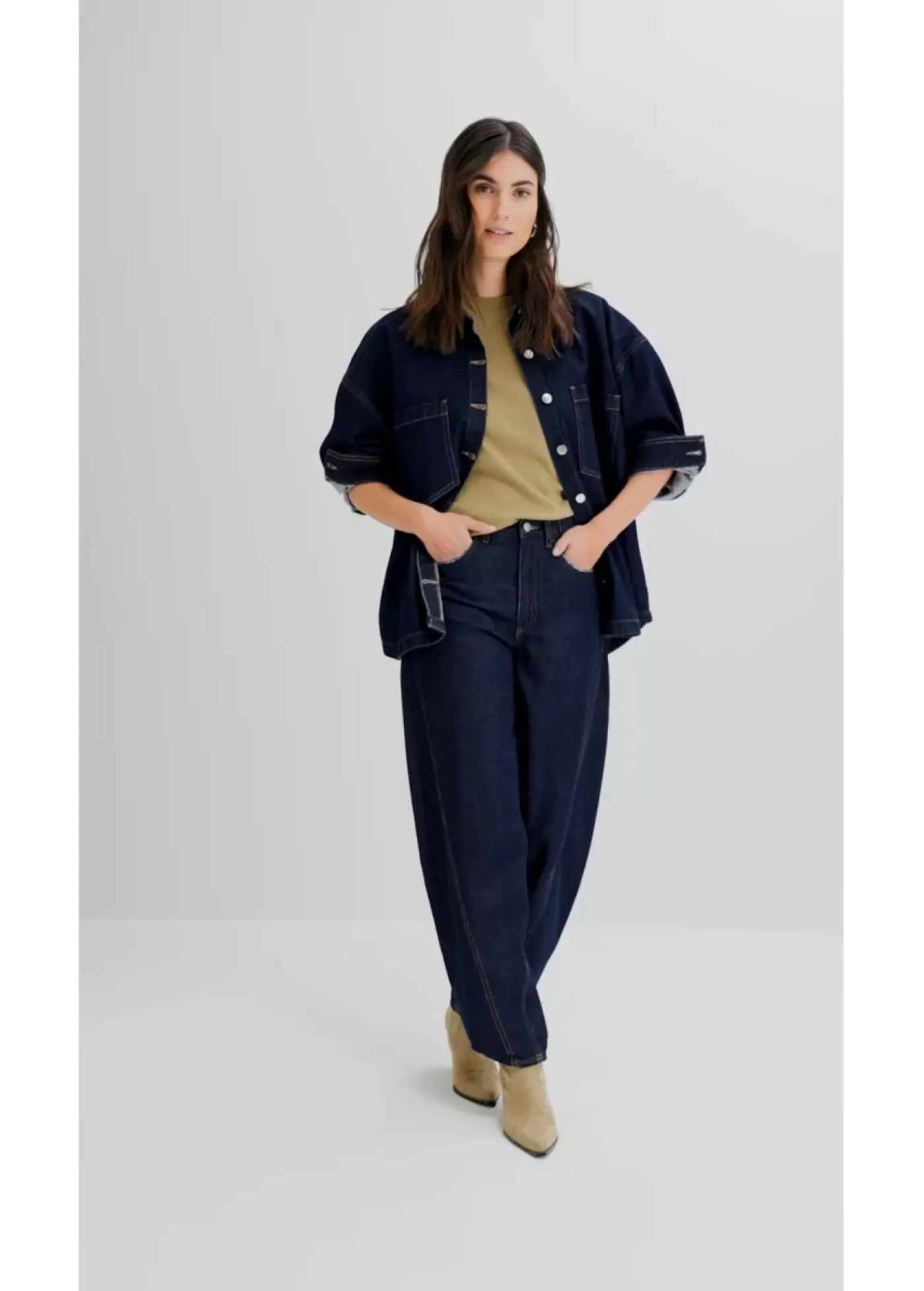 bonprix bonprix Vaqueros>Vaqueros tipo balloon con talle medio Denim azul almirante sin lavar