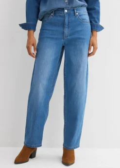 bonprix bonprix Vaqueros>Vaqueros tipo barrel de talle alto azul claro denim usado