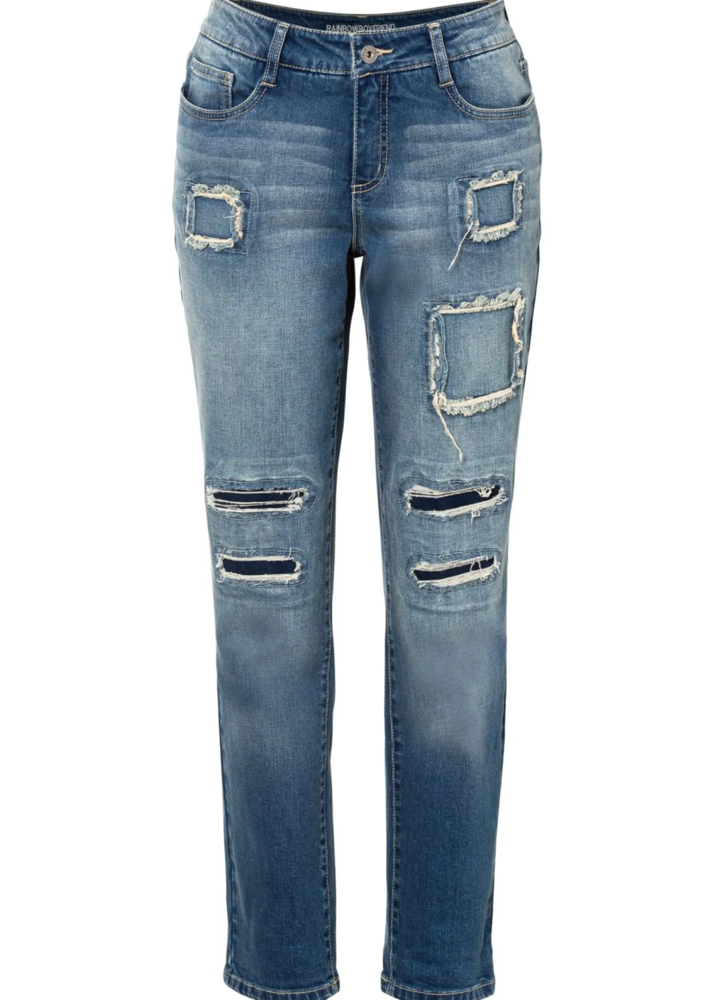 bonprix bonprix Vaqueros>Vaqueros tipo boyfriend, mid waist denim sucio