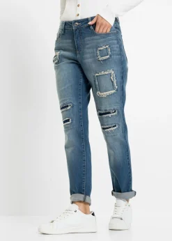 bonprix bonprix Vaqueros>Vaqueros tipo boyfriend, mid waist denim sucio