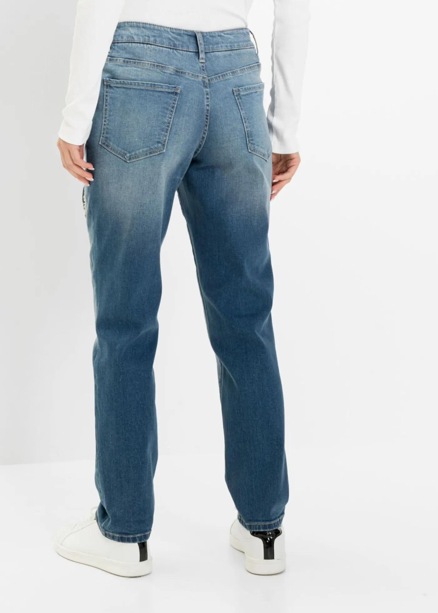 bonprix bonprix Vaqueros>Vaqueros tipo boyfriend, mid waist denim sucio