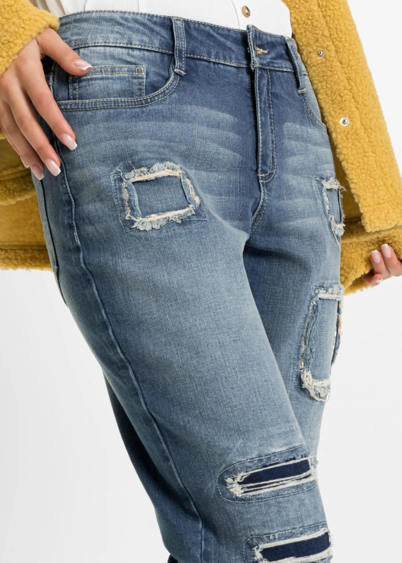 bonprix bonprix Vaqueros>Vaqueros tipo boyfriend, mid waist denim sucio