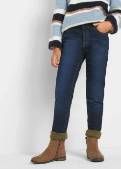 bonprix bonprix Ropa 9 A 16 Años·Jeans|Ropa 9 A 16 Años·Chaquetas Y Outdoor>Vaqueros térmicos con forro de punto y talle medio denim oscuro