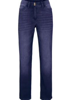 bonprix bonprix Ropa Térmica|Vaqueros>Vaqueros térmicos con talle medio, corte recto y cinturilla cómoda Denim oscuro desgastado