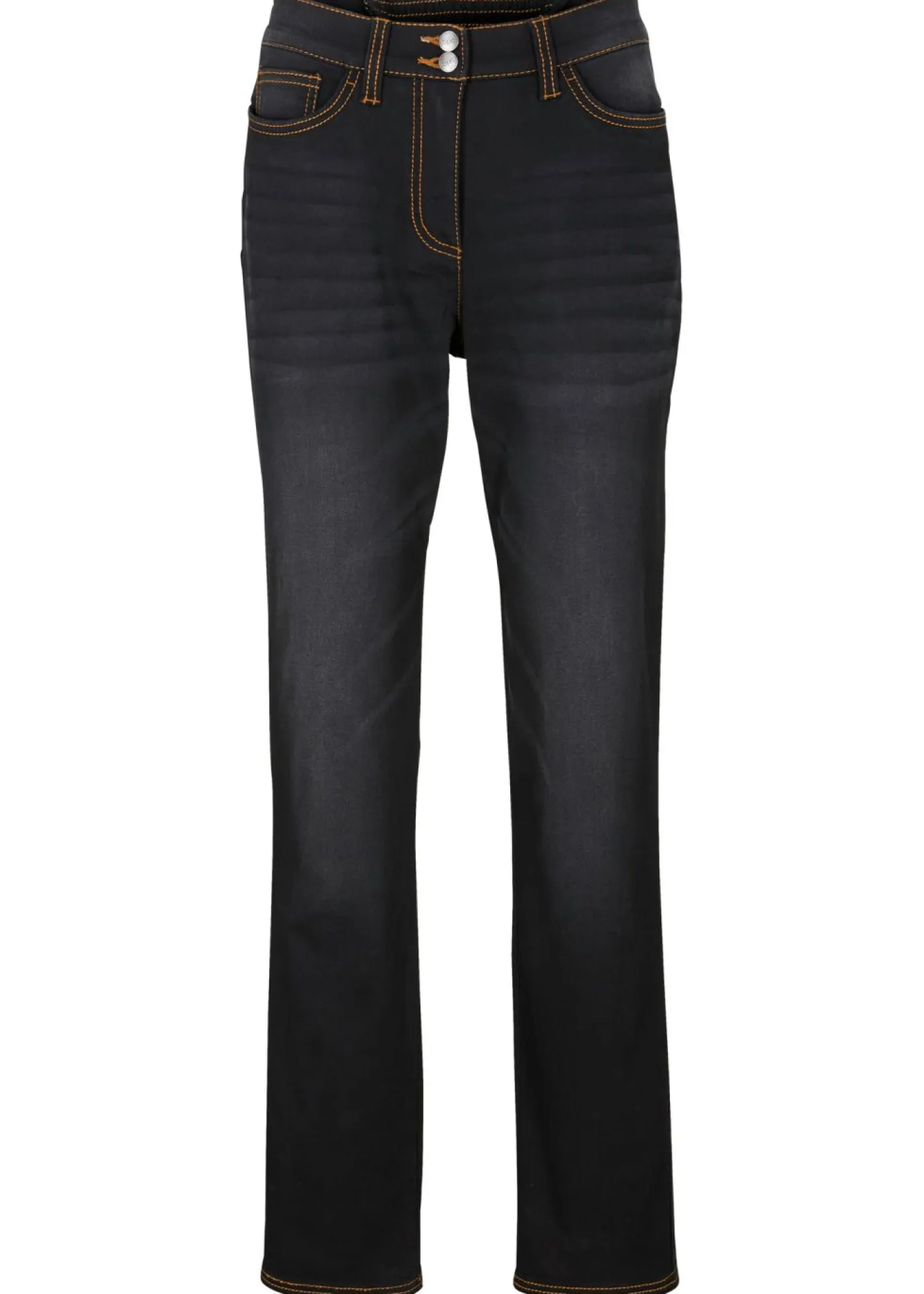 bonprix bonprix Ropa Térmica|Vaqueros>Vaqueros térmicos con talle medio, corte recto y cinturilla cómoda Negro denim