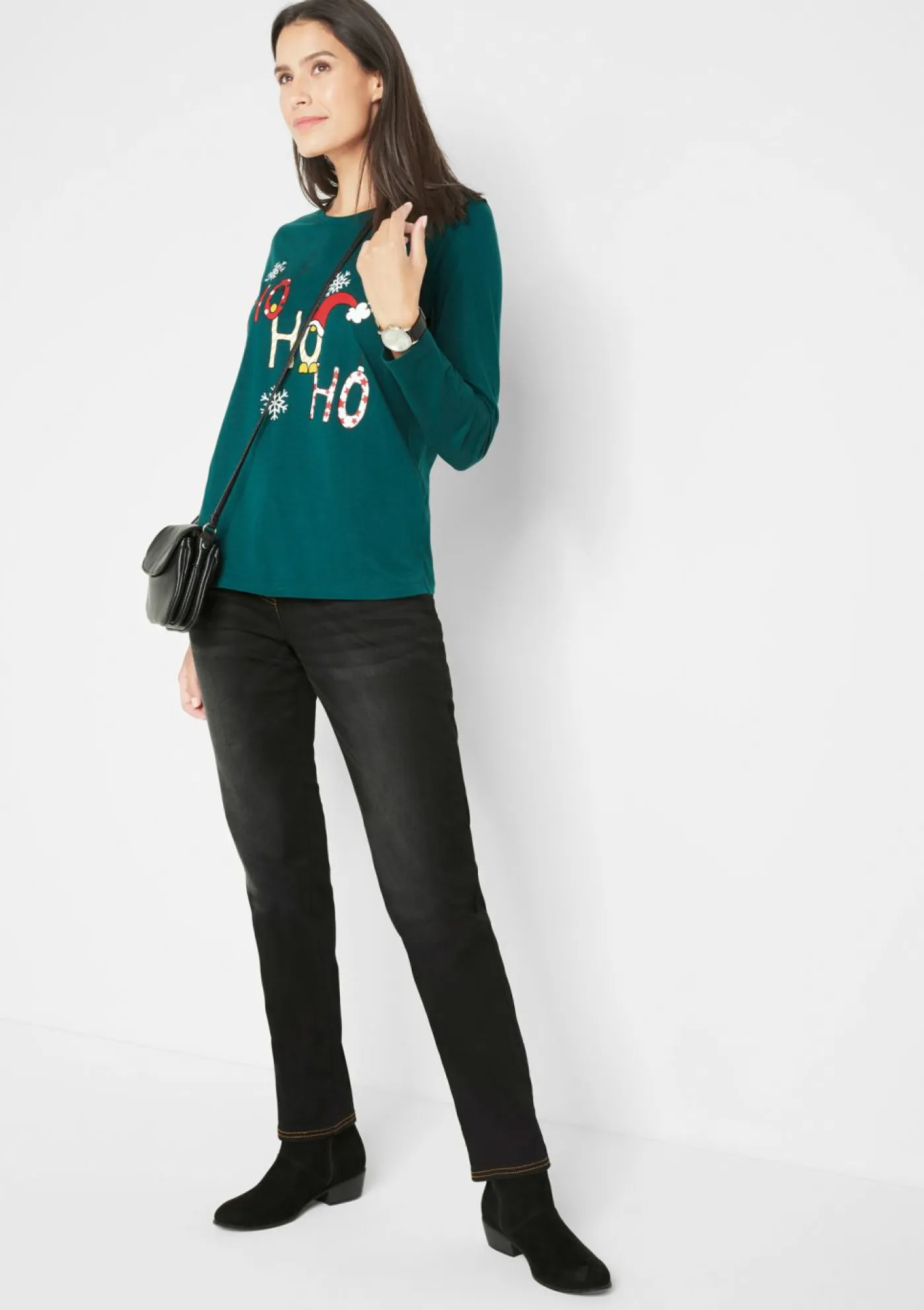 bonprix bonprix Ropa Térmica|Vaqueros>Vaqueros térmicos con talle medio, corte recto y cinturilla cómoda Negro denim