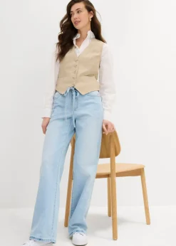 Mujer bonprix bonprix Vaqueros wide leg, mid waist, con cinturón