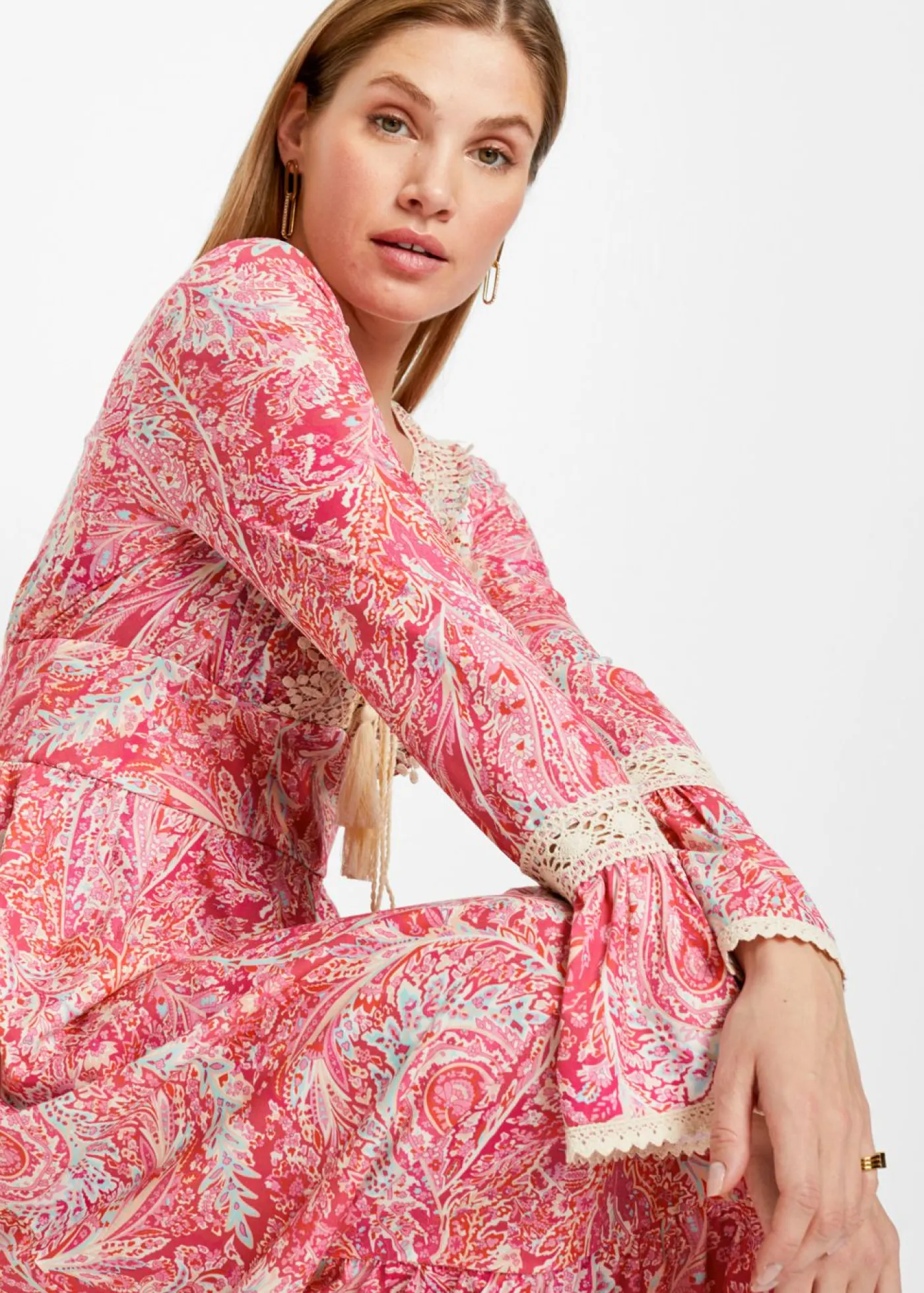 bonprix bonprix Vestidos>Vestido rosa caliente/blanco